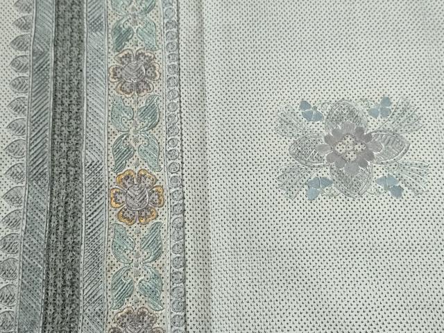 平和屋着物●中国三大刺繍　スワトウ刺繍　総刺繍　訪問着　本場大島紬　花唐草文　正絹　逸品　CABG1131yc