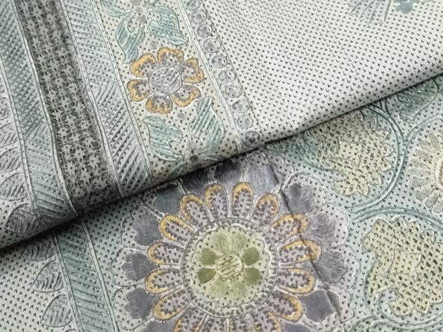 平和屋着物●中国三大刺繍　スワトウ刺繍　総刺繍　訪問着　本場大島紬　花唐草文　正絹　逸品　CABG1131yc