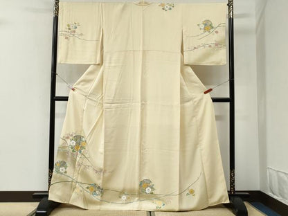 平和屋着物●訪問着　枝椿梅文　暈し染め　金彩　正絹　逸品　CABG1132yc