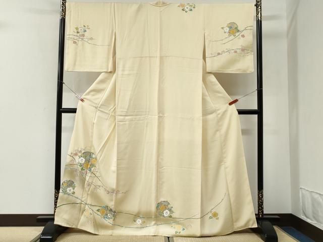 平和屋着物●訪問着　枝椿梅文　暈し染め　金彩　正絹　逸品　CABG1132yc