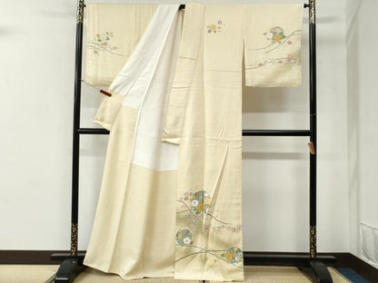 平和屋着物●訪問着　枝椿梅文　暈し染め　金彩　正絹　逸品　CABG1132yc