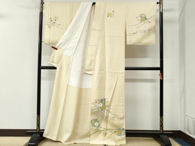 平和屋着物●訪問着　枝椿梅文　暈し染め　金彩　正絹　逸品　CABG1132yc