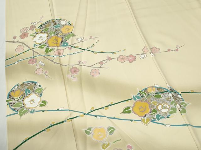 平和屋着物●訪問着　枝椿梅文　暈し染め　金彩　正絹　逸品　CABG1132yc