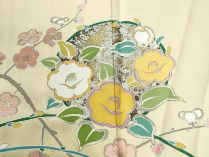 平和屋着物●訪問着　枝椿梅文　暈し染め　金彩　正絹　逸品　CABG1132yc
