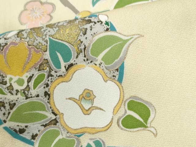 平和屋着物●訪問着　枝椿梅文　暈し染め　金彩　正絹　逸品　CABG1132yc