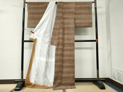平和屋着物●洗える最高級着物　＜英＞はなぶさ謹製　小紋　横縞　ロング丈　CABG1136yc