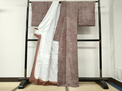 平和屋着物●上質な小紋　よろけ縞　正絹　逸品　CABG1138yc