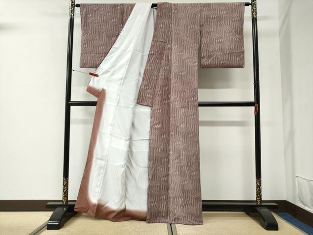 平和屋着物●上質な小紋　よろけ縞　正絹　逸品　CABG1138yc