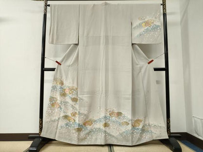 平和屋着物●訪問着　作家物　刺繍　地紙牡丹花文　暈し染め　金彩　ますいわ屋扱い　正絹　逸品　CABG1143yc