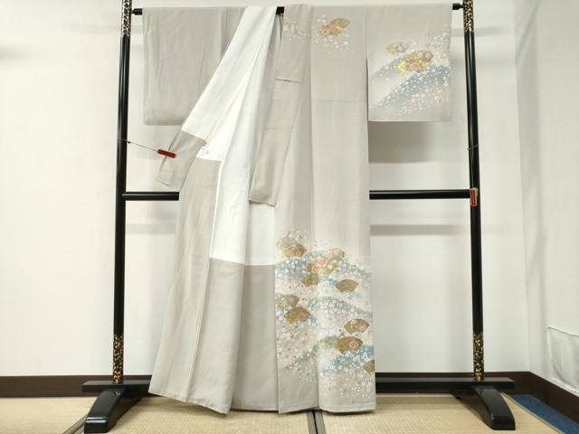 平和屋着物●訪問着　作家物　刺繍　地紙牡丹花文　暈し染め　金彩　ますいわ屋扱い　正絹　逸品　CABG1143yc