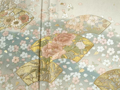 平和屋着物●訪問着　作家物　刺繍　地紙牡丹花文　暈し染め　金彩　ますいわ屋扱い　正絹　逸品　CABG1143yc