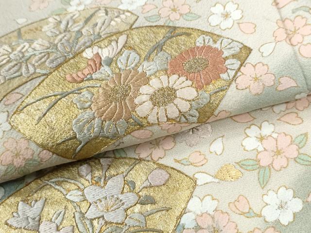 平和屋着物●訪問着　作家物　刺繍　地紙牡丹花文　暈し染め　金彩　ますいわ屋扱い　正絹　逸品　CABG1143yc