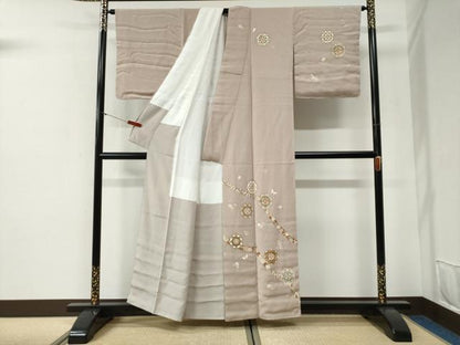 平和屋着物●訪問着　総刺繍　鬘帯花蝶唐草文　暈し染め　金彩　正絹　逸品　未使用　CABG1146yc