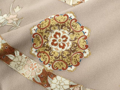 平和屋着物●訪問着　総刺繍　鬘帯花蝶唐草文　暈し染め　金彩　正絹　逸品　未使用　CABG1146yc