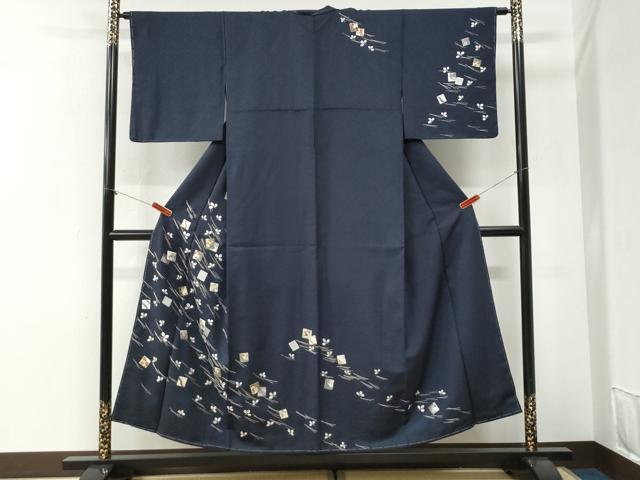 平和屋着物●訪問着　総刺繍　色紙草花文　金糸　正絹　逸品　未使用　CABG1148yc