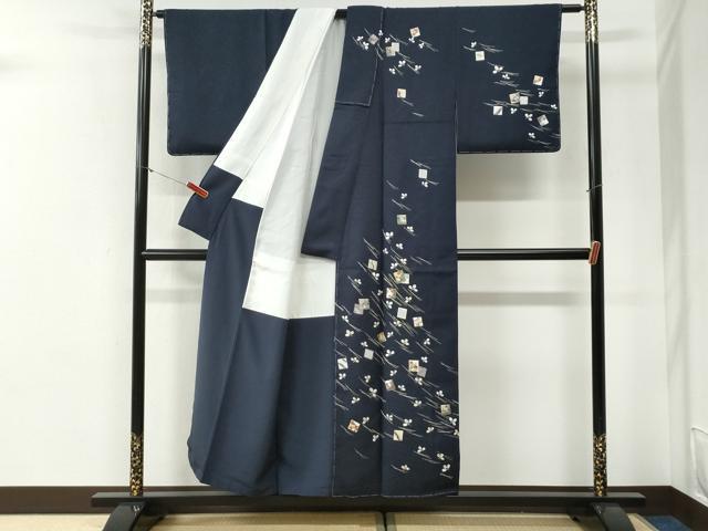 平和屋着物●訪問着　総刺繍　色紙草花文　金糸　正絹　逸品　未使用　CABG1148yc
