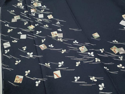 平和屋着物●訪問着　総刺繍　色紙草花文　金糸　正絹　逸品　未使用　CABG1148yc