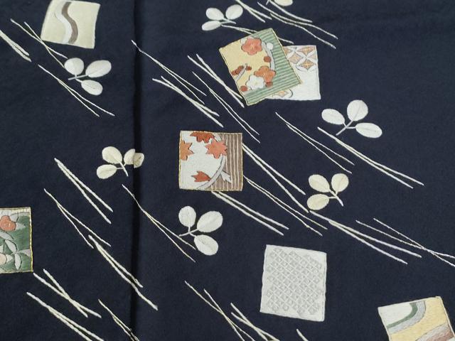 平和屋着物●訪問着　総刺繍　色紙草花文　金糸　正絹　逸品　未使用　CABG1148yc