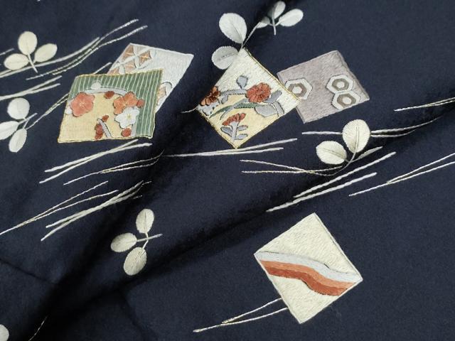 平和屋着物●訪問着　総刺繍　色紙草花文　金糸　正絹　逸品　未使用　CABG1148yc