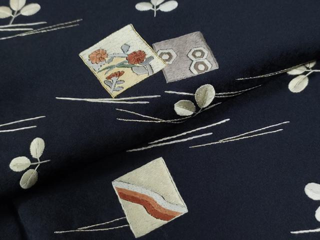 平和屋着物●訪問着　総刺繍　色紙草花文　金糸　正絹　逸品　未使用　CABG1148yc
