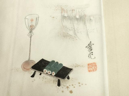 平和屋着物●訪問着　作家物　手描き　十二単　几帳人物花松文　暈し染め　ロング丈　正絹　逸品　CABG1149yc