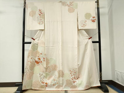 平和屋着物●訪問着　刺繍　雪輪花唐草文　金彩　正絹　逸品　CABG1151yc