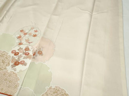 平和屋着物●訪問着　刺繍　雪輪花唐草文　金彩　正絹　逸品　CABG1151yc