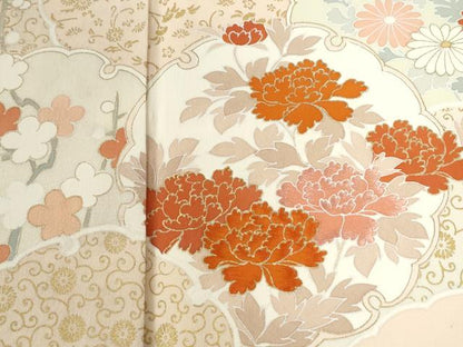 平和屋着物●訪問着　刺繍　雪輪花唐草文　金彩　正絹　逸品　CABG1151yc