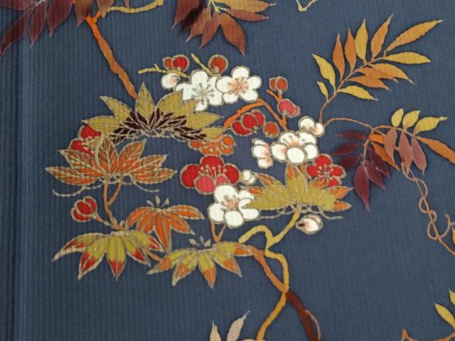 平和屋着物●二代目清次郎　手描き　訪問着　笹梅文　暈し染め　金彩　正絹　逸品　CABG1153yc