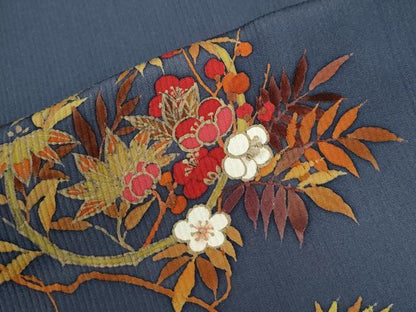 平和屋着物●二代目清次郎　手描き　訪問着　笹梅文　暈し染め　金彩　正絹　逸品　CABG1153yc