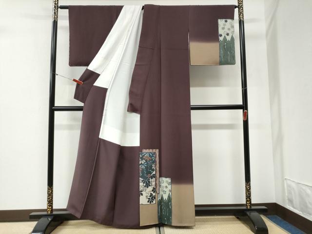 平和屋着物●訪問着　蔦の葉花文　暈し染め　正絹　逸品　未使用　CABG1154yc