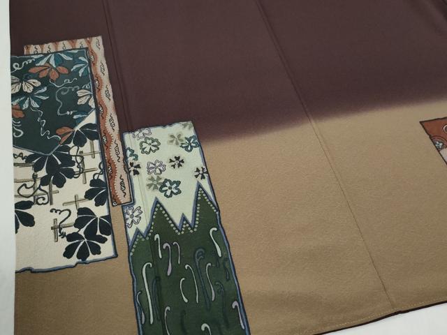 平和屋着物●訪問着　蔦の葉花文　暈し染め　正絹　逸品　未使用　CABG1154yc