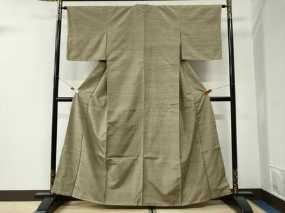 平和屋着物●上質な紬　色無地　油色　正絹　逸品　未使用　CABG1155yc