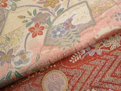 平和屋着物●訪問着　地紙雪輪宝尽くし花蝶文　暈し染め　金彩　正絹　逸品　CABG1156yc