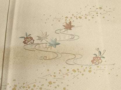平和屋着物●中国三大刺繍　相良刺繍　総刺繍　訪問着　竜田川舞花文　暈し染め　金彩　正絹　逸品　CABG1158yc