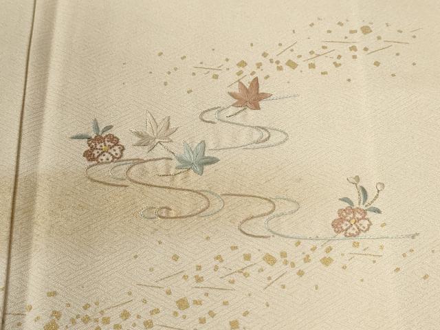 平和屋着物●中国三大刺繍　相良刺繍　総刺繍　訪問着　竜田川舞花文　暈し染め　金彩　正絹　逸品　CABG1158yc