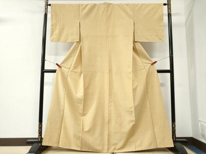 平和屋着物●結城紬　色無地　玉蜀黍色　正絹　逸品　CABG1161yc