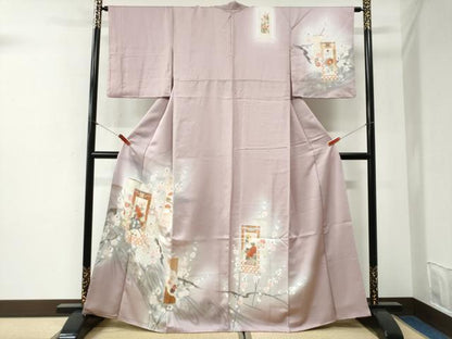 平和屋着物●訪問着　短冊花車枝梅文　暈し染め　金彩　正絹　逸品　CABG1163yc