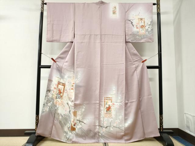 平和屋着物●訪問着　短冊花車枝梅文　暈し染め　金彩　正絹　逸品　CABG1163yc
