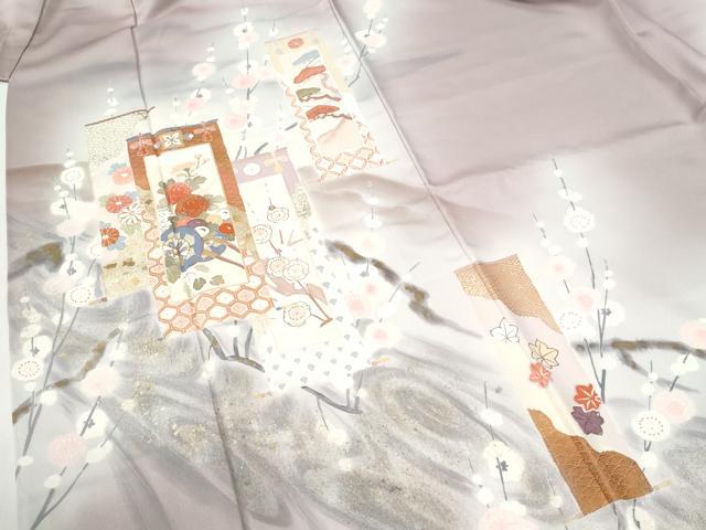 平和屋着物●訪問着　短冊花車枝梅文　暈し染め　金彩　正絹　逸品　CABG1163yc