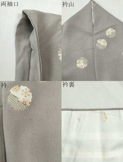 平和屋着物●上質な小紋　雪輪舞花文　金彩　鬼しぼ縮緬　正絹　逸品　CABG1166yc