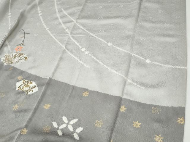 平和屋着物●訪問着　絞り　刺繍　地紙草花文　金彩　正絹　逸品　CABG1168yc