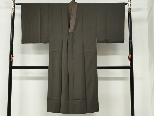 平和屋着物●男性　長襦袢　無双仕立て　色無地　海松茶色　三越扱い　正絹　逸品　CABG1171yc