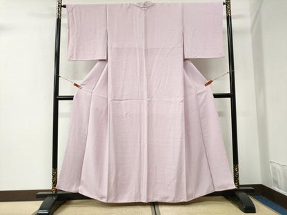 平和屋着物●上質な色無地　吉祥地紋　淡紅藤色　正絹　逸品　CABG1172yc
