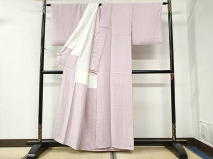 平和屋着物●上質な色無地　吉祥地紋　淡紅藤色　正絹　逸品　CABG1172yc