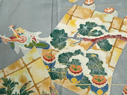 平和屋着物●本加賀友禅作家　池田裕　訪問着　色紙重ね草花文　正絹　逸品　CABG1173yc