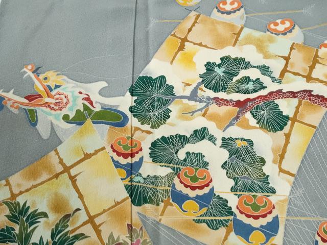 平和屋着物●本加賀友禅作家　池田裕　訪問着　色紙重ね草花文　正絹　逸品　CABG1173yc