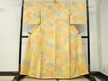 平和屋着物●上質な小紋　地紋起こし　草花文　暈し染め　正絹　逸品　CABG1176yc