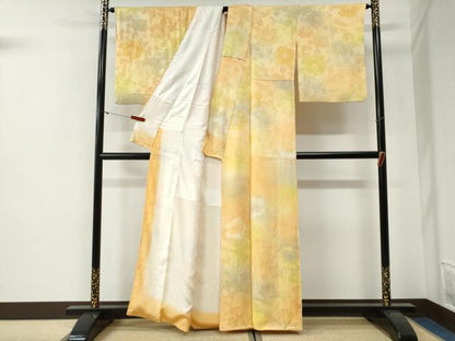 平和屋着物●上質な小紋　地紋起こし　草花文　暈し染め　正絹　逸品　CABG1176yc