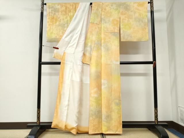 平和屋着物●上質な小紋　地紋起こし　草花文　暈し染め　正絹　逸品　CABG1176yc